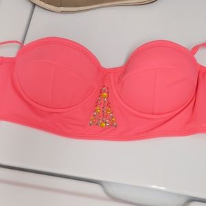 Bright coral bikini top